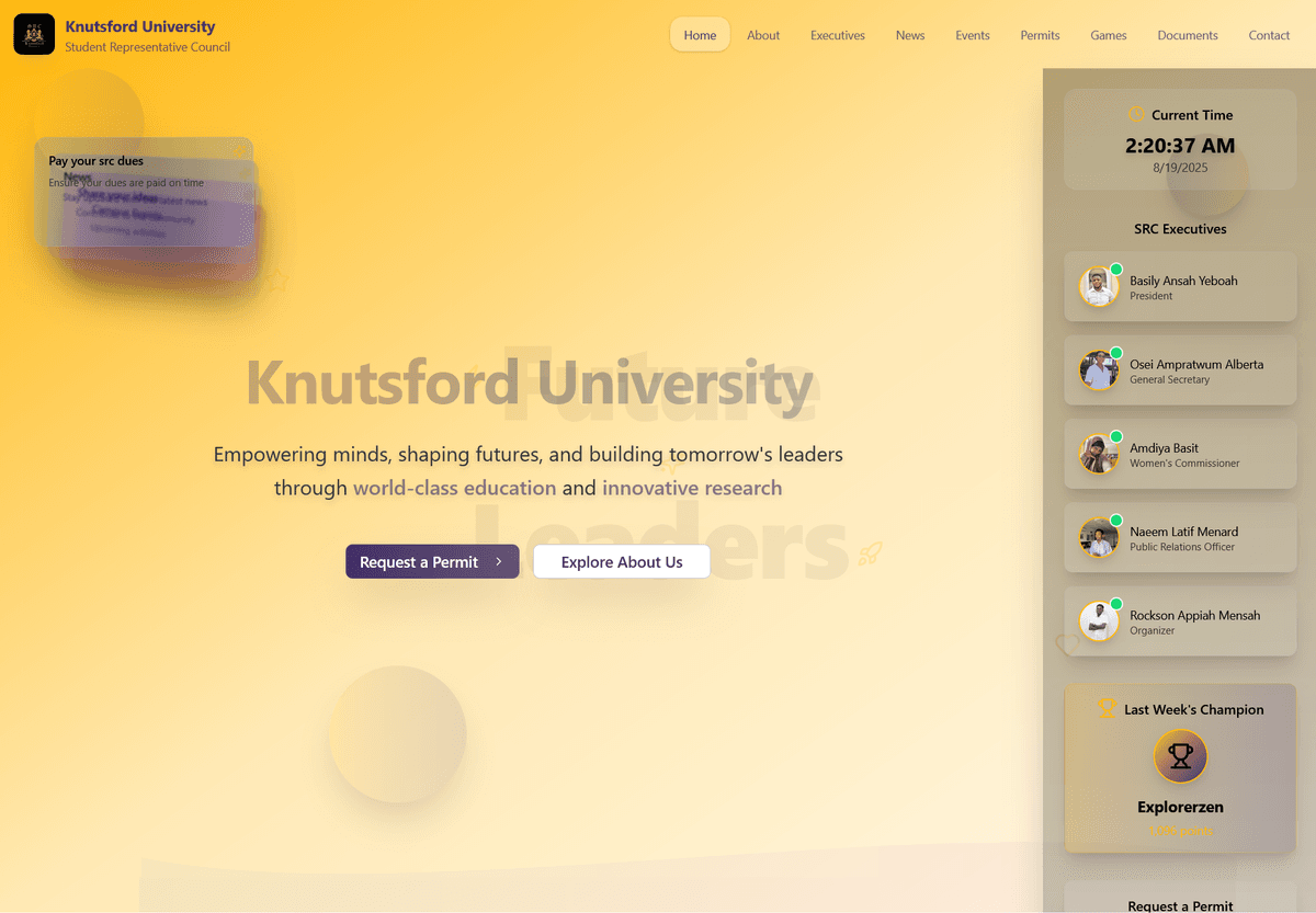 Knutsford University SRC Portal & SRC-Dues System"