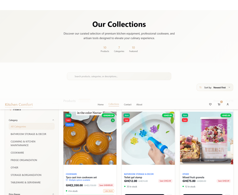 Kitchen Comfort — E-commerce Storefront for Kitchenware (Ghana) - Image 1